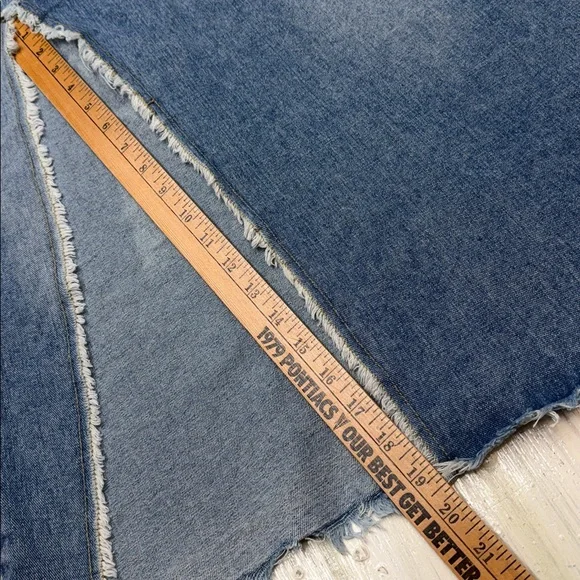 Veveret Frayed Slit Asymmetric Denim Midi Skirt  Sz M - Picture 7 of 12